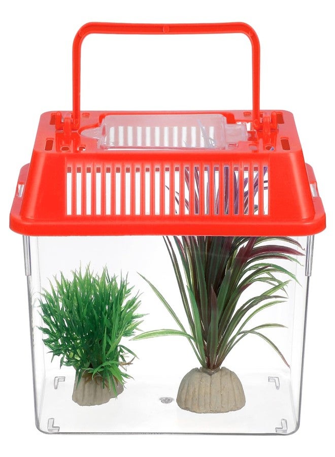 BUGUUYO Mini Plastic Fish Tank, Small Portable Aquarium with Lid for Small Critters and Creatures Pet Fish Easy to Clean and Transparent Tank Design - Image 4